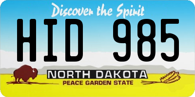 ND license plate HID985