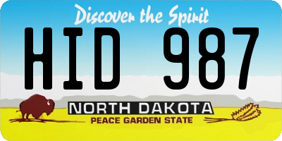 ND license plate HID987