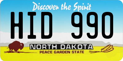 ND license plate HID990