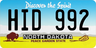 ND license plate HID992