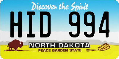 ND license plate HID994