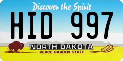 ND license plate HID997