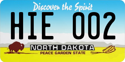 ND license plate HIE002