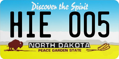ND license plate HIE005