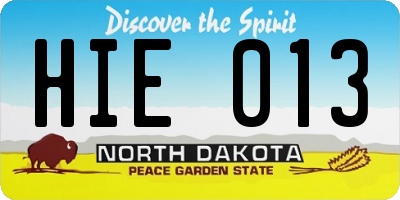 ND license plate HIE013