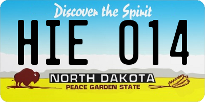 ND license plate HIE014