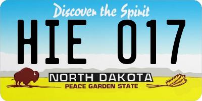 ND license plate HIE017