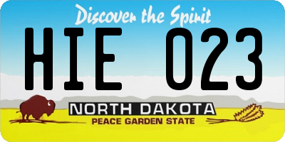 ND license plate HIE023