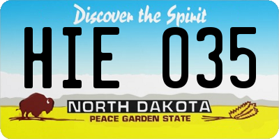 ND license plate HIE035