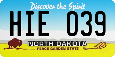ND license plate HIE039