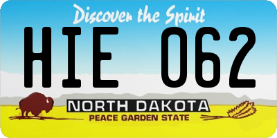 ND license plate HIE062