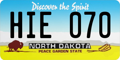 ND license plate HIE070