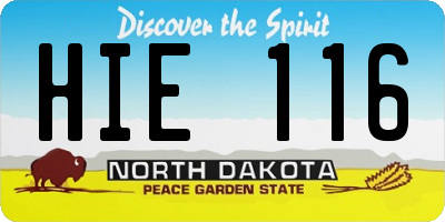 ND license plate HIE116