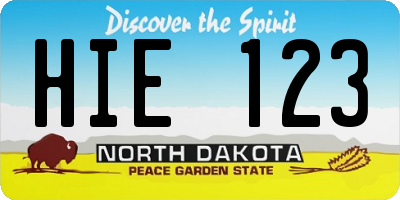 ND license plate HIE123