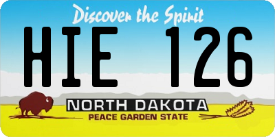 ND license plate HIE126