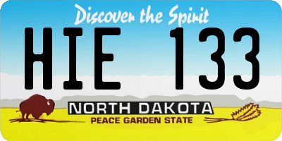 ND license plate HIE133