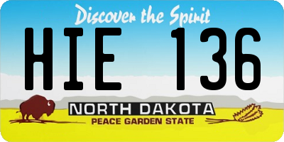 ND license plate HIE136