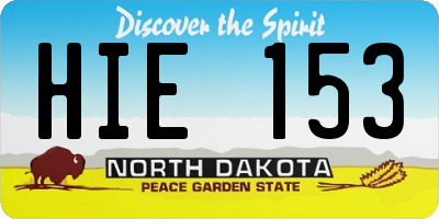 ND license plate HIE153