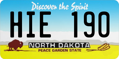 ND license plate HIE190