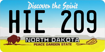 ND license plate HIE209