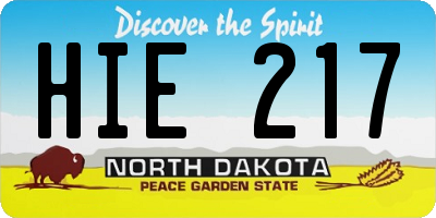 ND license plate HIE217