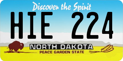 ND license plate HIE224