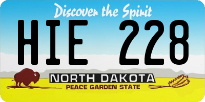 ND license plate HIE228