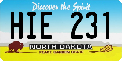 ND license plate HIE231