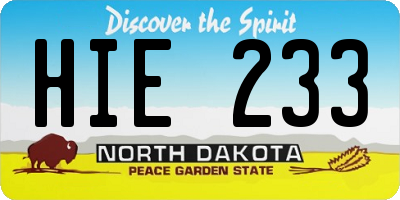 ND license plate HIE233