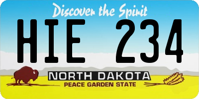 ND license plate HIE234