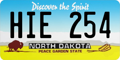 ND license plate HIE254