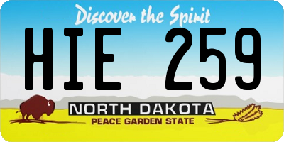 ND license plate HIE259