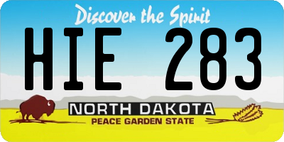 ND license plate HIE283