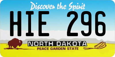 ND license plate HIE296