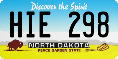ND license plate HIE298