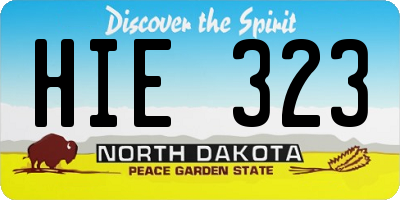 ND license plate HIE323