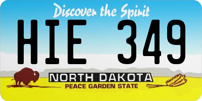 ND license plate HIE349