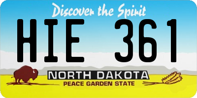 ND license plate HIE361
