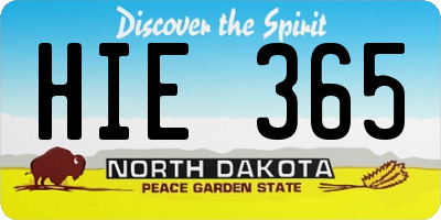 ND license plate HIE365