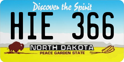 ND license plate HIE366