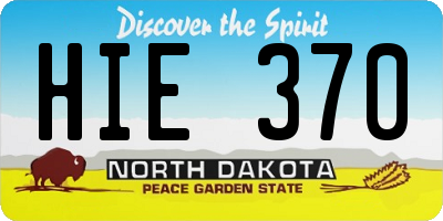 ND license plate HIE370