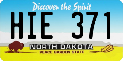 ND license plate HIE371