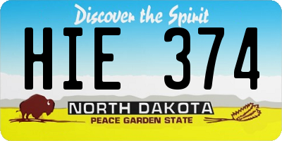 ND license plate HIE374