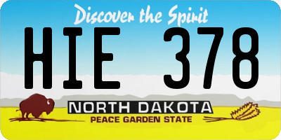 ND license plate HIE378