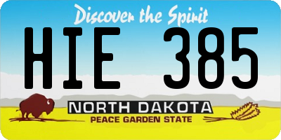 ND license plate HIE385