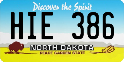 ND license plate HIE386