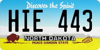 ND license plate HIE443