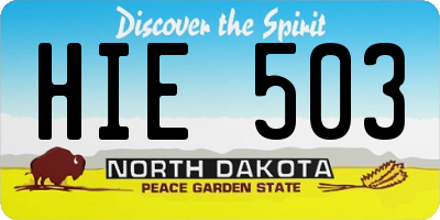 ND license plate HIE503