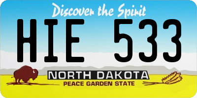 ND license plate HIE533