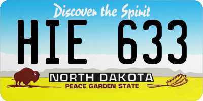 ND license plate HIE633